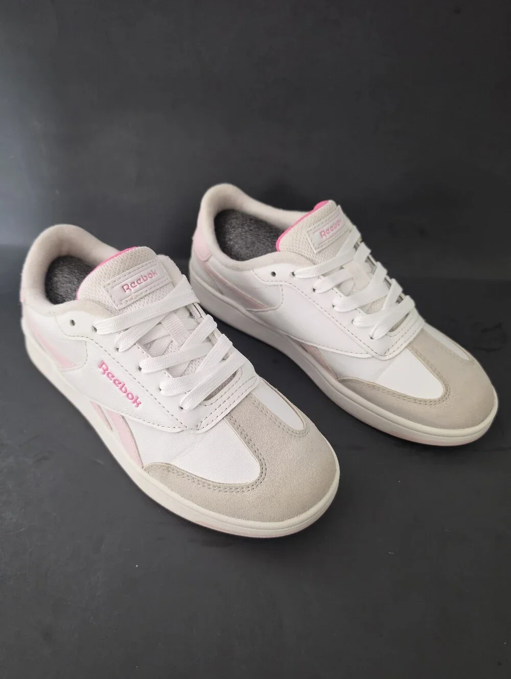 Reebok White Sneakers with Pink Accents - Women's Low Top